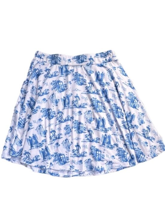 Dresses & Skirts - White & Blue Skater Skirt  Women’s XL